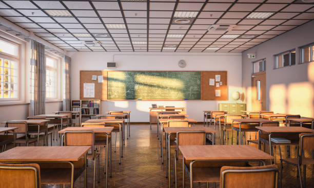 interior views of an empty japanese-style classroom. - 教育 個照片及圖片檔