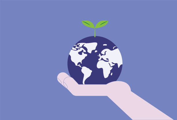 holding the earth with hands, environmental protection concept illustration - 智慧农业 幅插畫檔、美工圖案、卡通及圖標